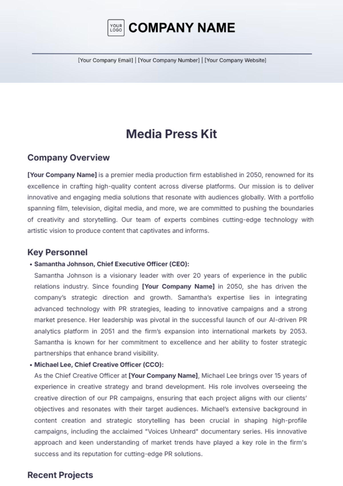 Media Press Kit Template - Edit Online & Download