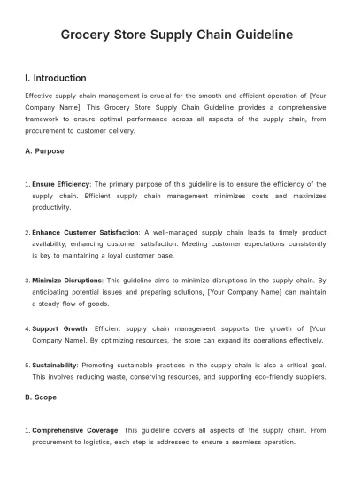Free Grocery Store Supply Chain Guideline Template to Edit Online