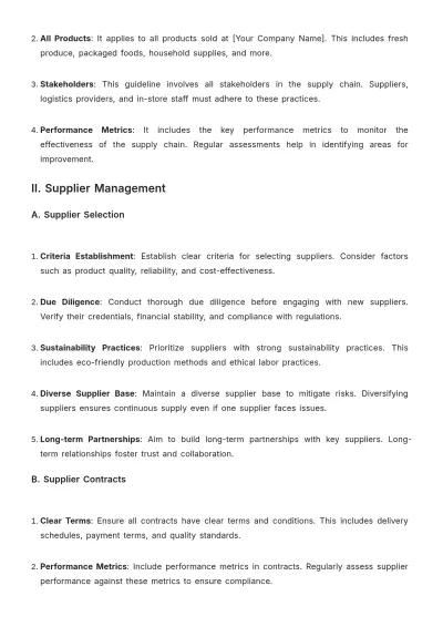 Free Grocery Store Supply Chain Guideline Template to Edit Online