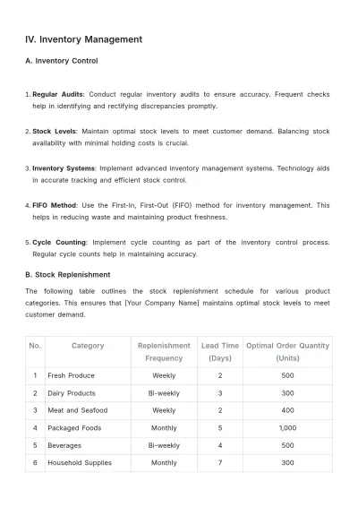 Free Grocery Store Supply Chain Guideline Template to Edit Online