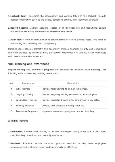 Free Grocery Store Cash Handling Guideline Template to Edit Online