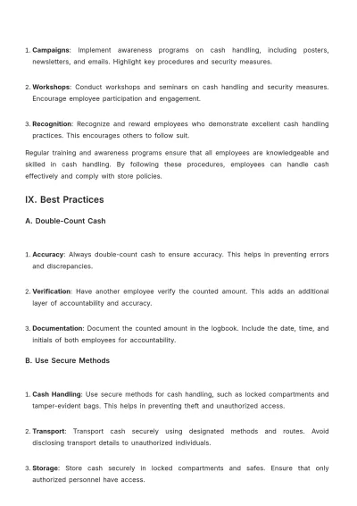 Free Grocery Store Cash Handling Guideline Template to Edit Online
