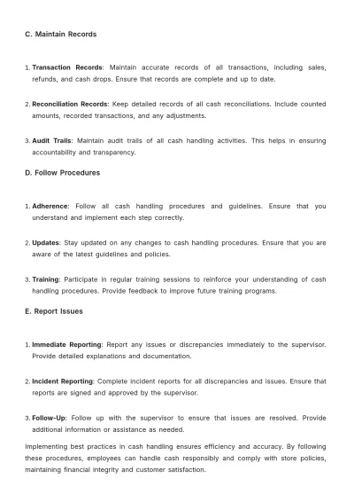 Free Grocery Store Cash Handling Guideline Template to Edit Online