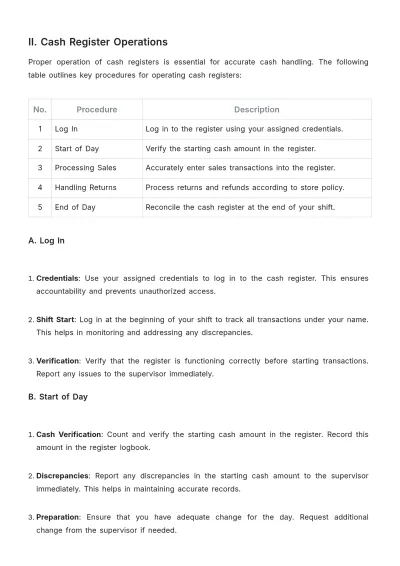Free Grocery Store Cash Handling Guideline Template to Edit Online