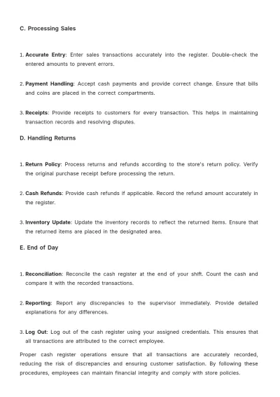 Free Grocery Store Cash Handling Guideline Template to Edit Online