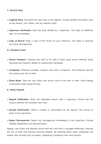 Free Grocery Store Cash Handling Guideline Template to Edit Online