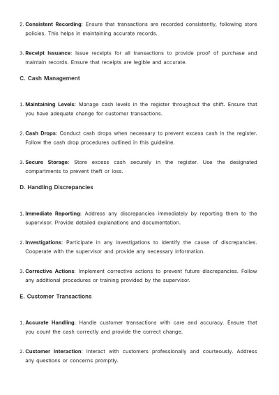 Free Grocery Store Cash Handling Guideline Template to Edit Online