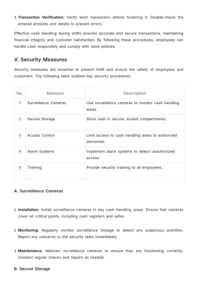 Free Grocery Store Cash Handling Guideline Template to Edit Online