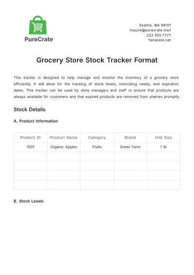 Free Grocery Store Stock Tracker Format Template to Edit Online