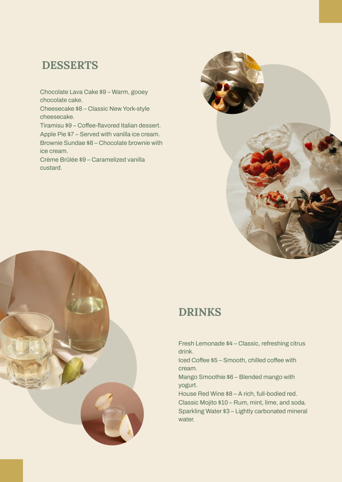 Free Sleek Menu Template to Edit Online