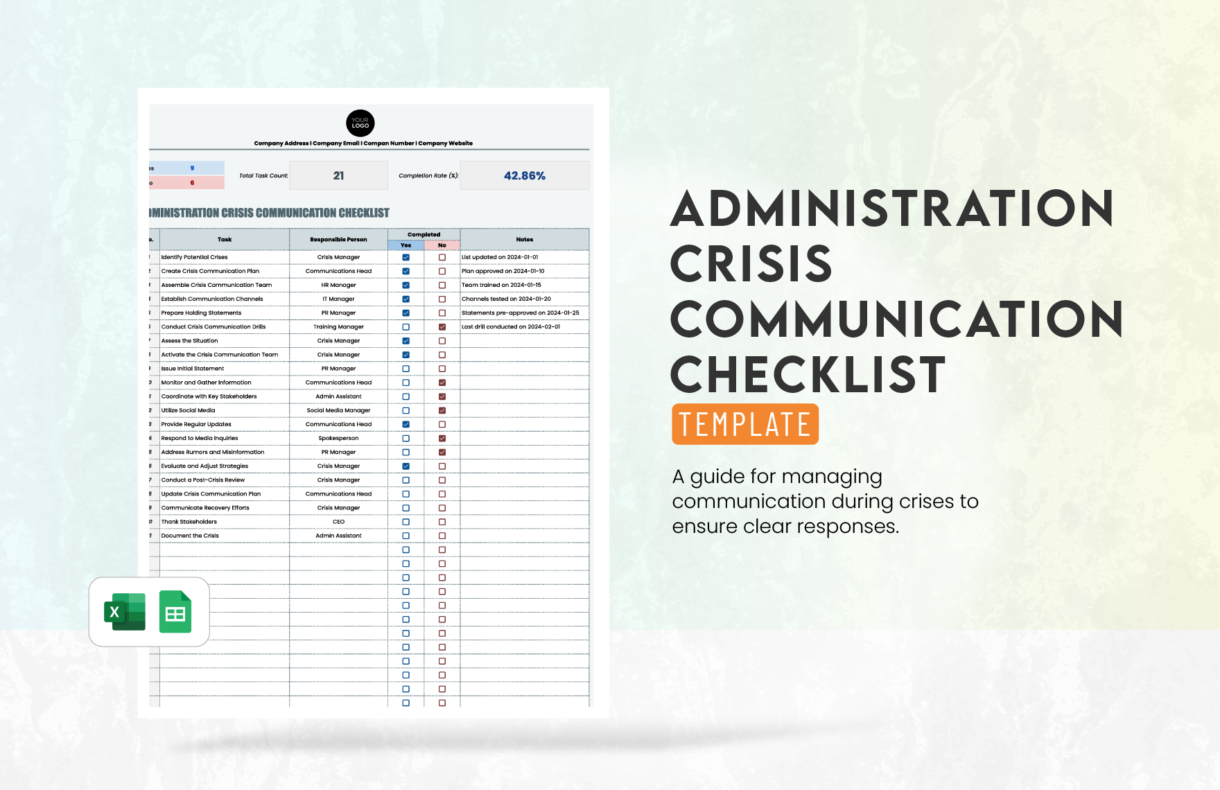 Administration Crisis Communication Checklist Template