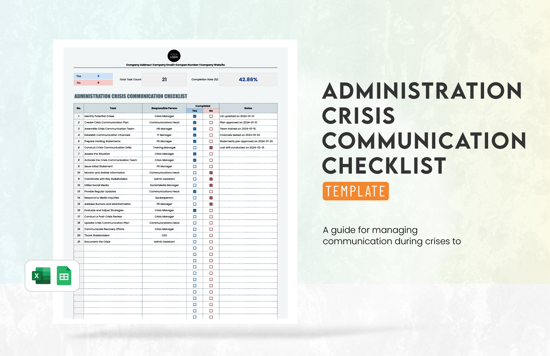 Administration Crisis Communication Checklist Template