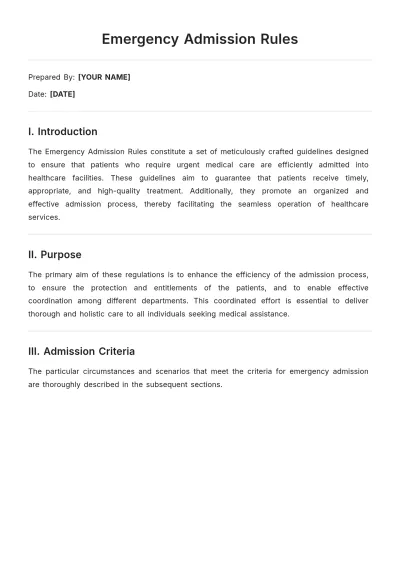 Free Emergency Admission Rules Template to Edit Online