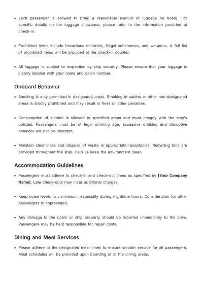 Free Ship Travel Rules Template to Edit Online