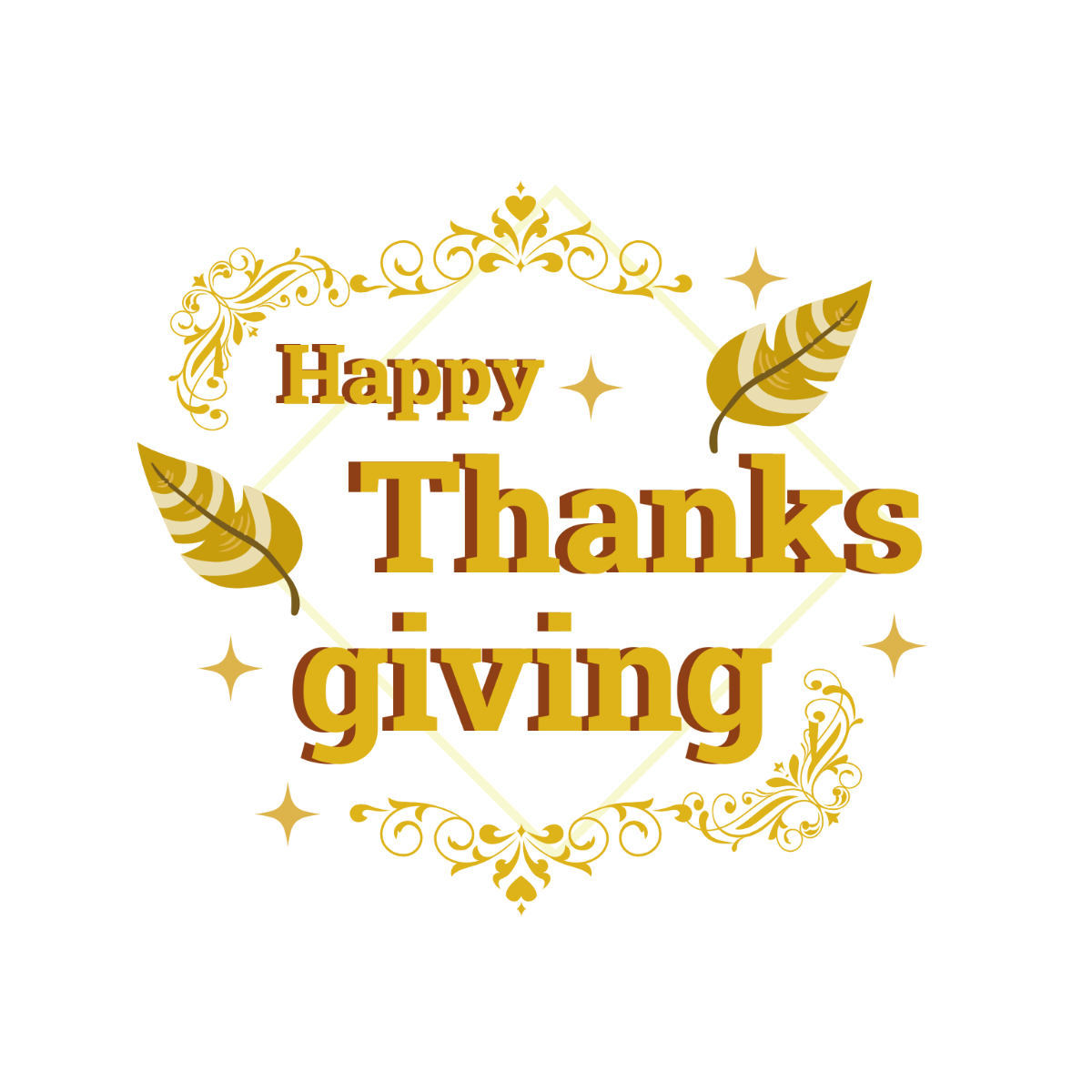 Gold Happy Thanksgiving Text - Edit-Online | Template.net