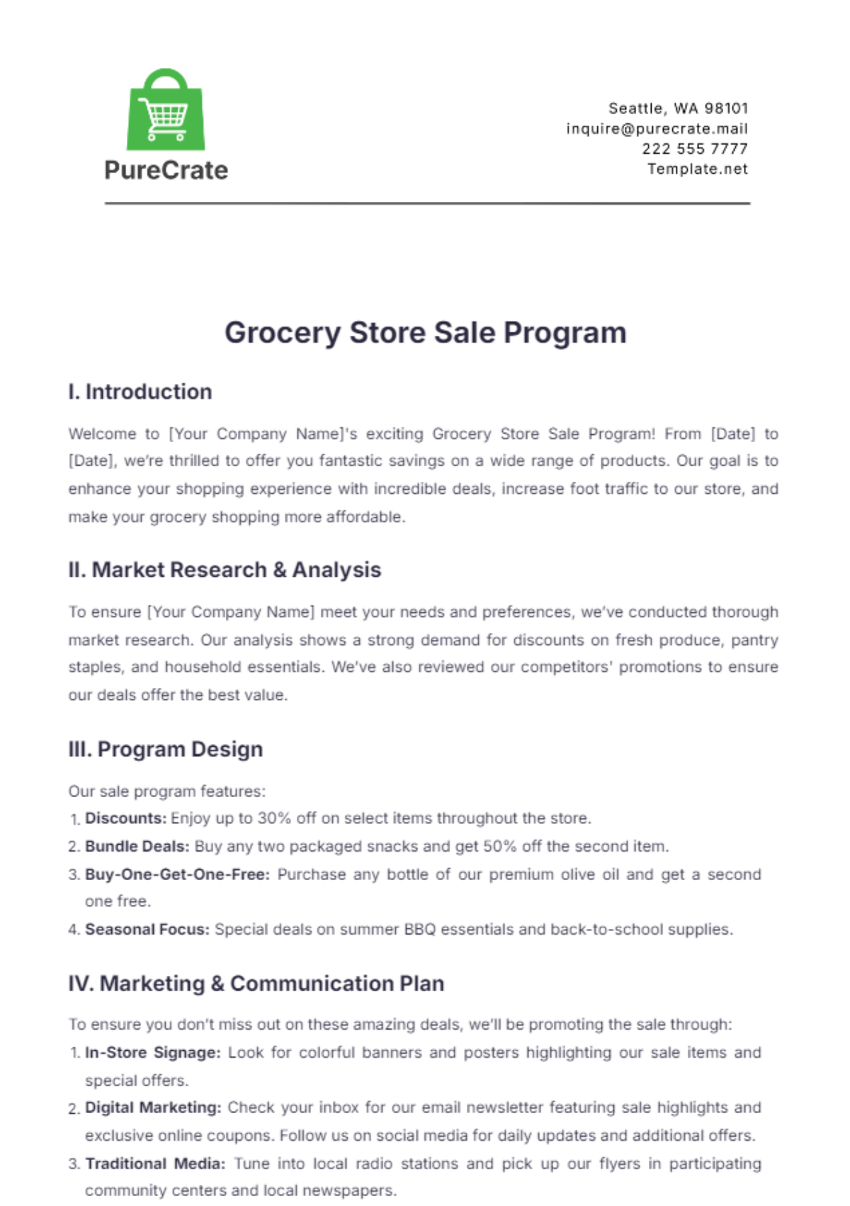 Grocery Store Sale Program Template - Edit Online & Download