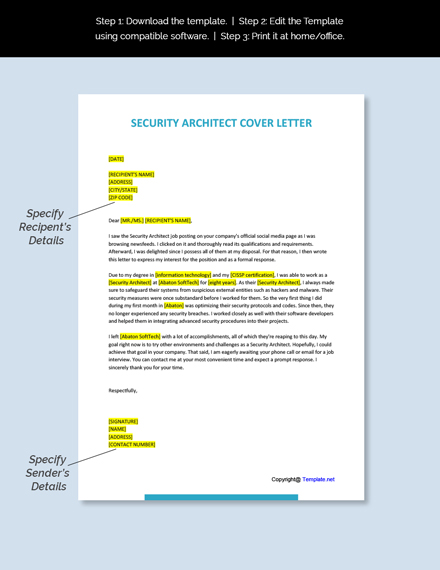 Security Architect Cover Letter Template