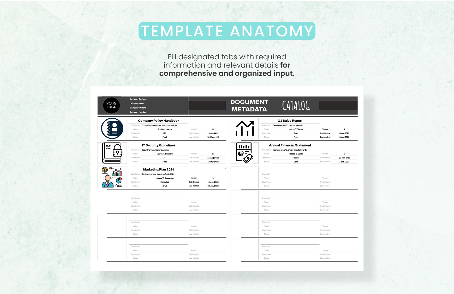 Administration Document Metadata Catalog Template