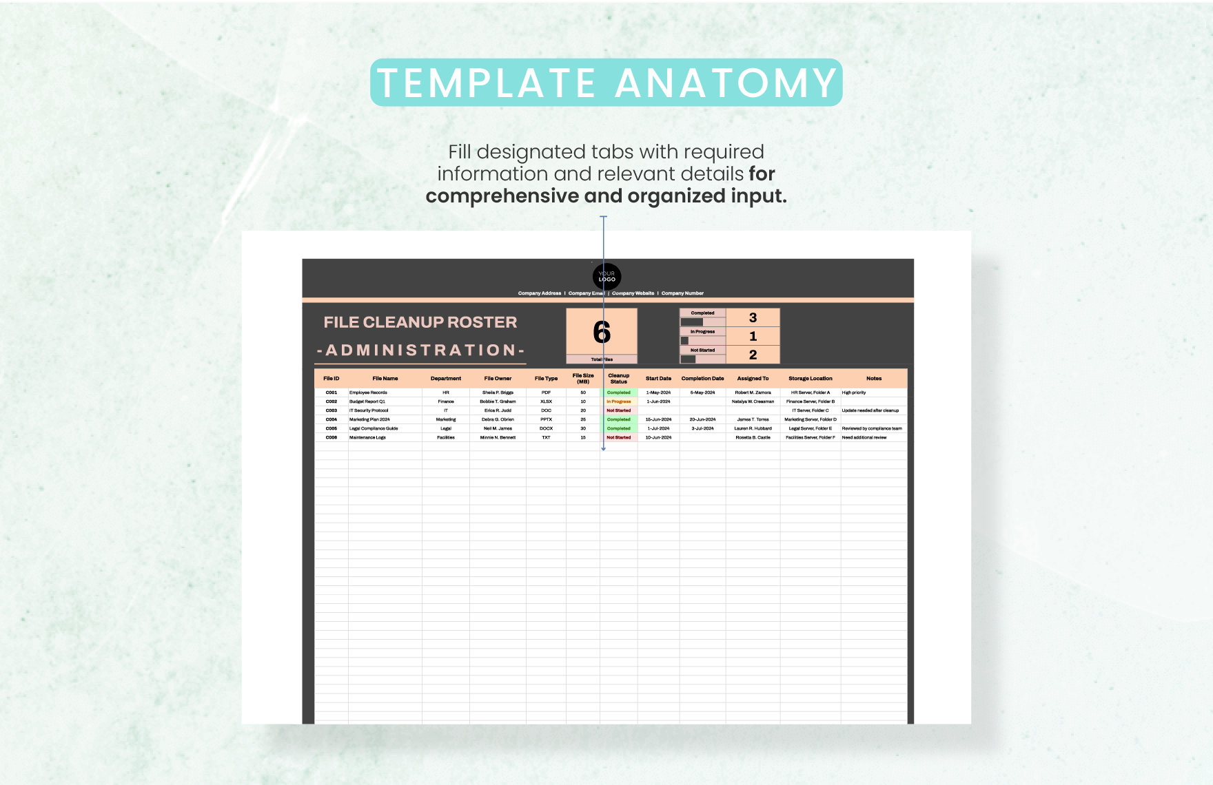 Administration File Cleanup Roster Template