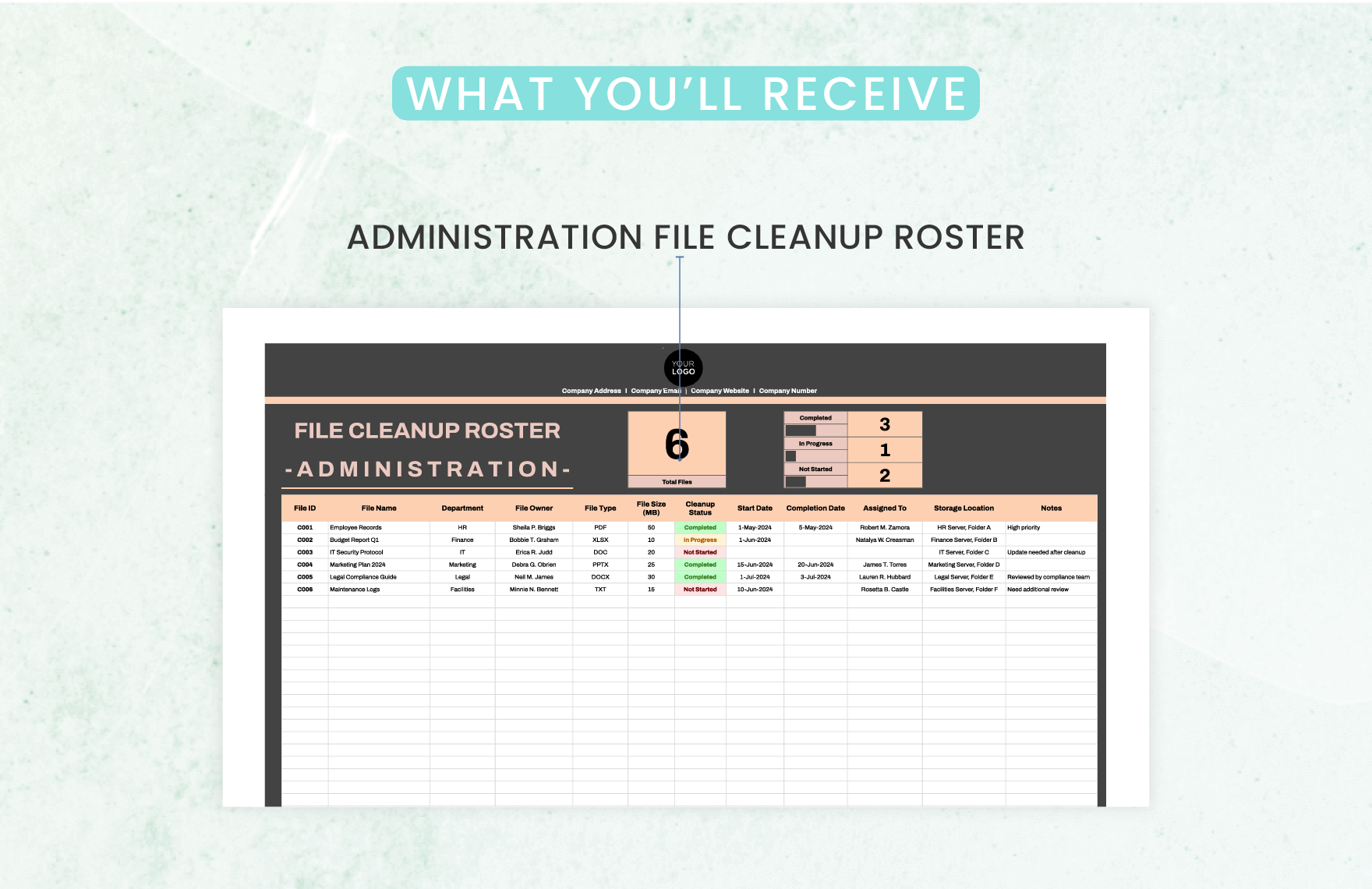 Administration File Cleanup Roster Template