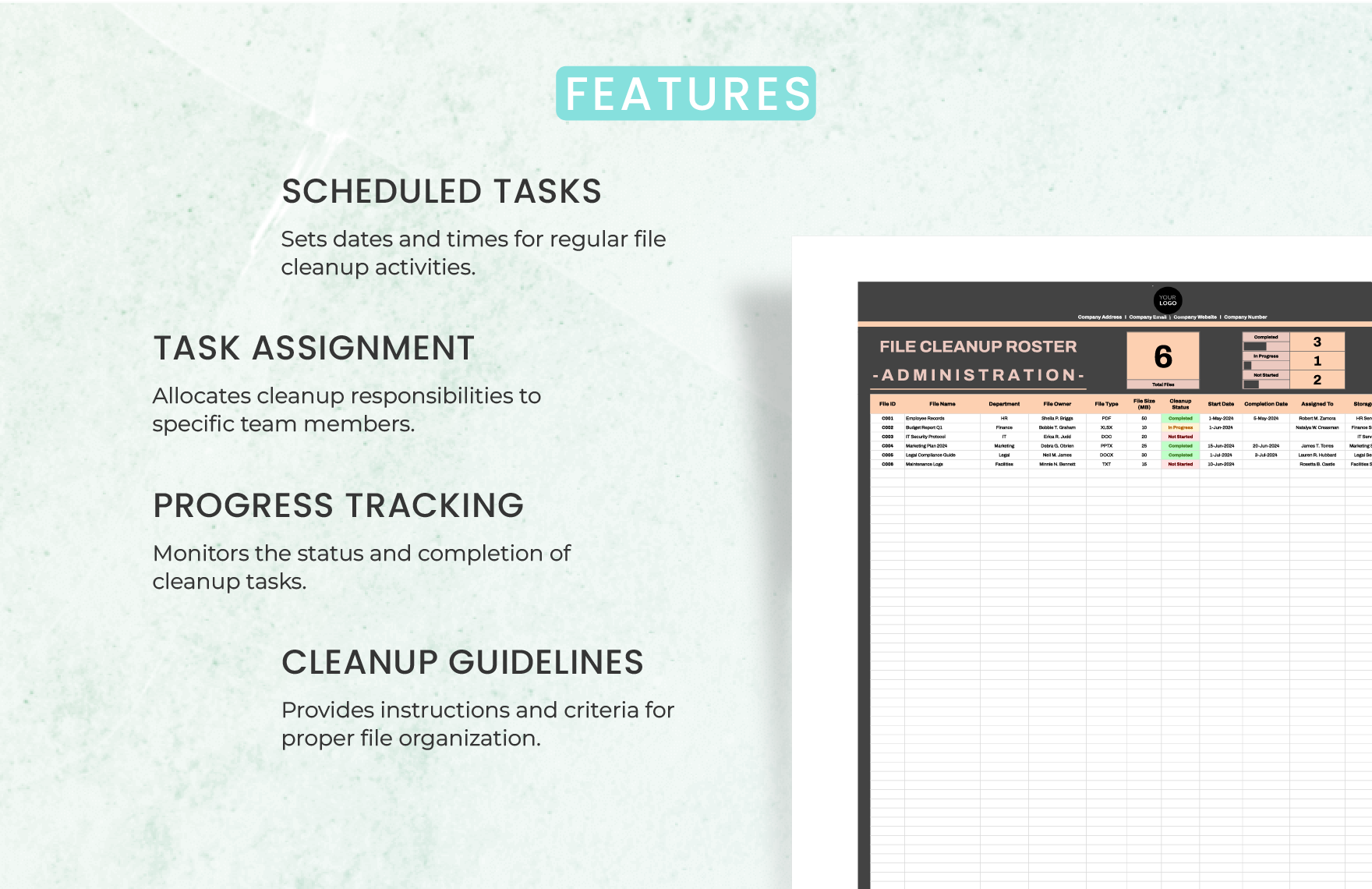 Administration File Cleanup Roster Template