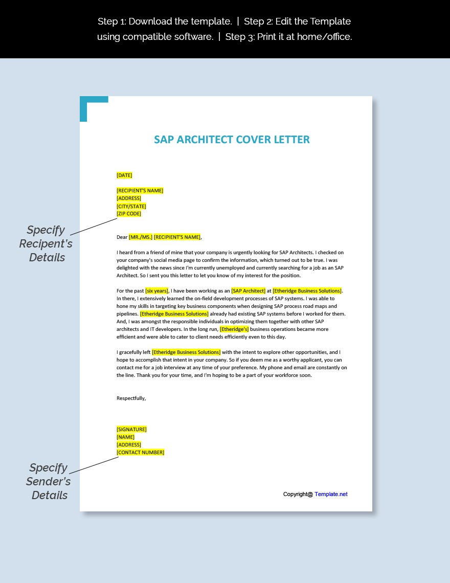 SAP Architect Cover Letter