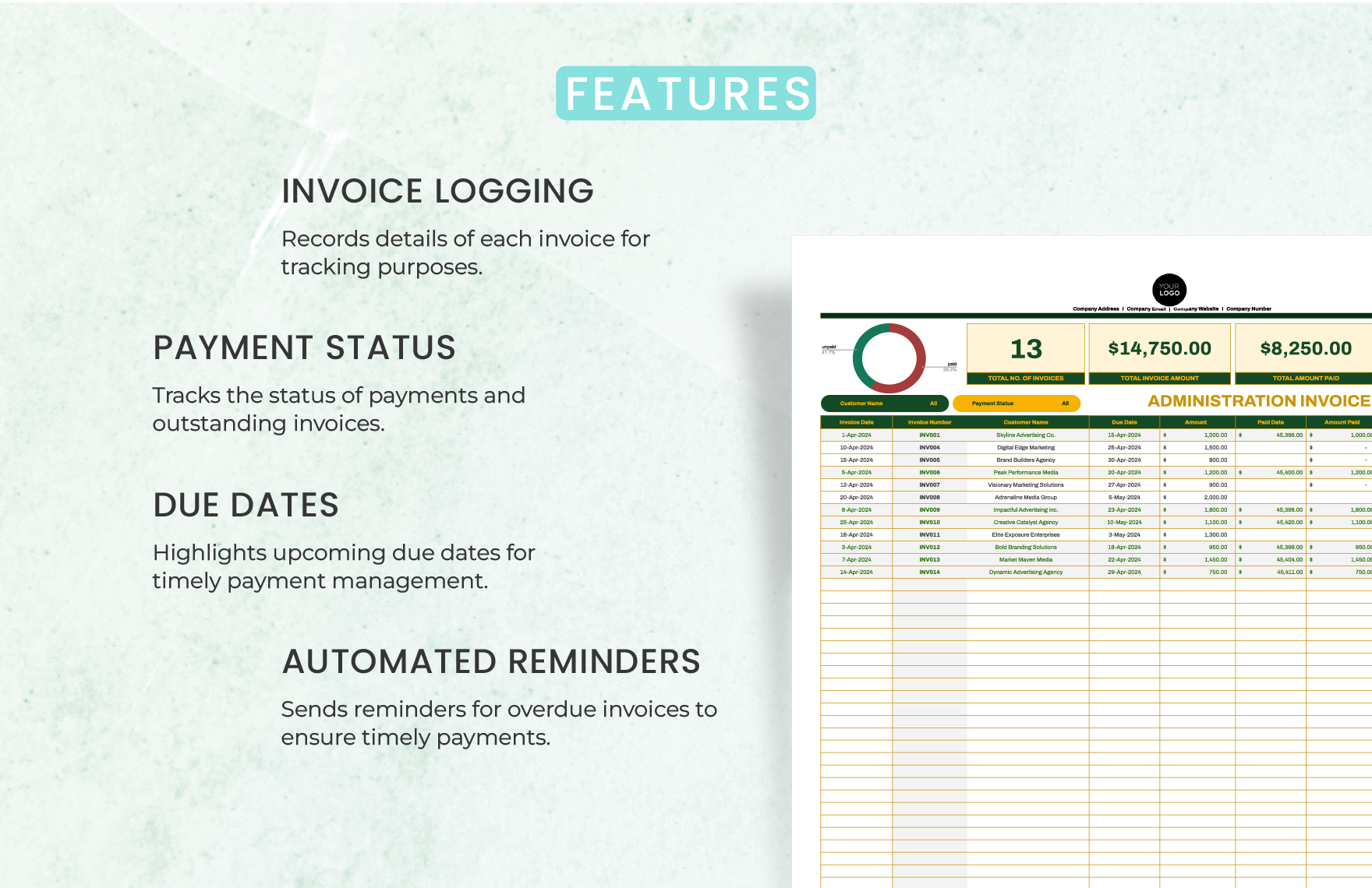 Administration Invoice Tracking Template