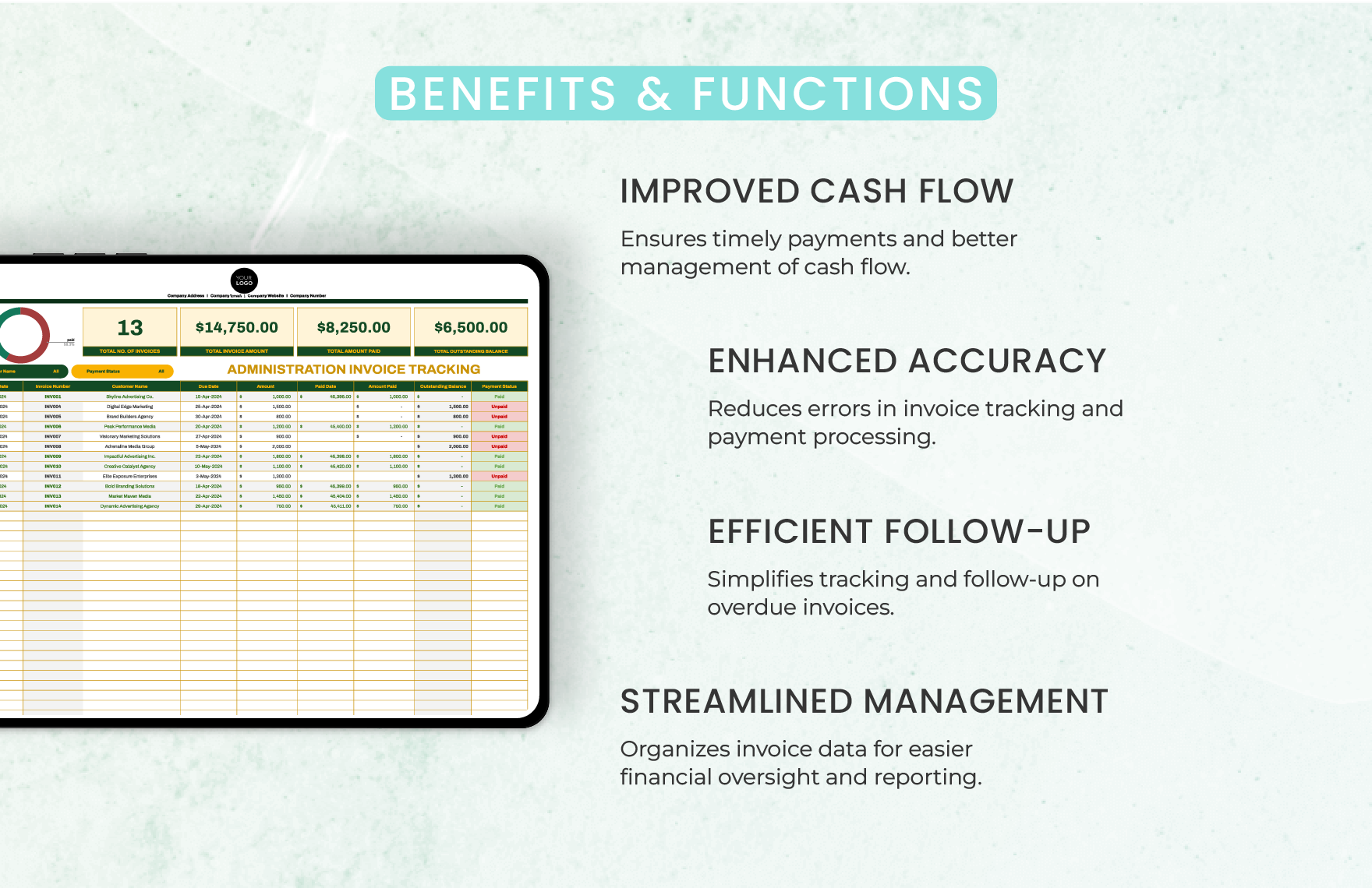 Administration Invoice Tracking Template