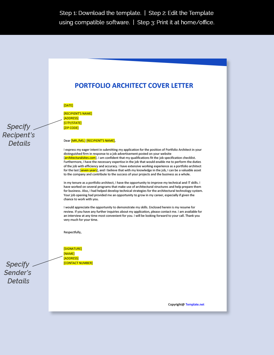 Portfolio Architect Cover Letter