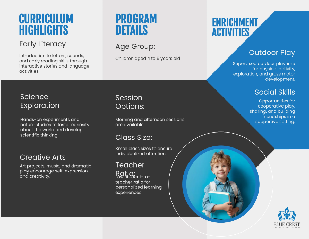 Free Pre-Kindergarten Tri-Fold Brochure Template to Edit Online