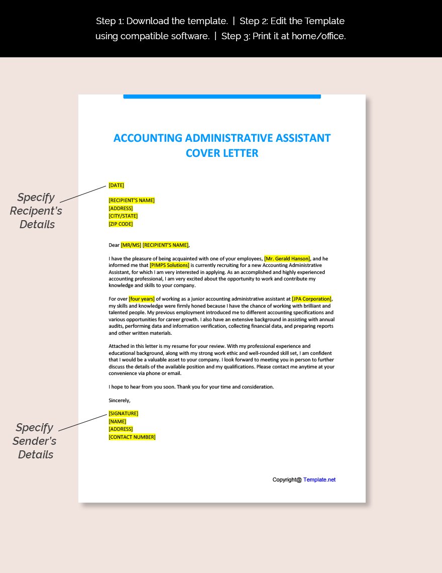 Accounting Administrative Assistant Cover Letter