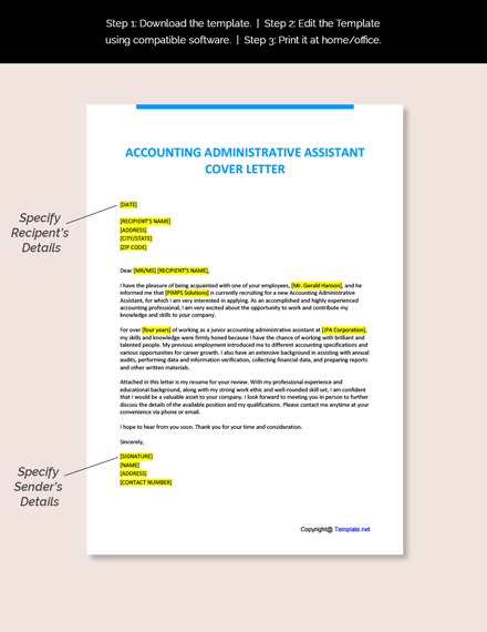 accounting administrative assistant cover letter