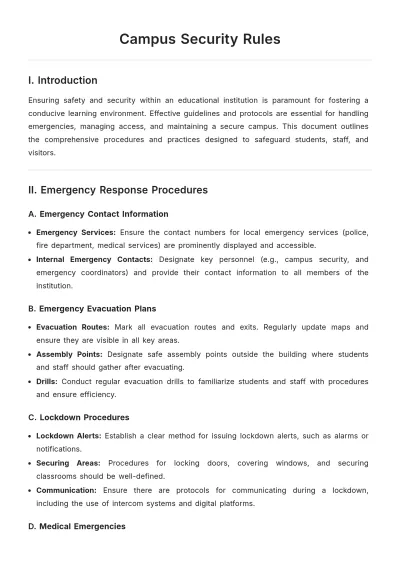 Free Campus Security Rules Template to Edit Online