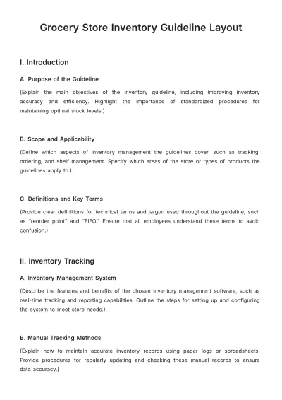 Free Grocery Store Inventory Guideline Layout Template to Edit Online