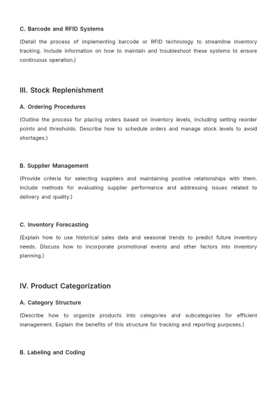 Free Grocery Store Inventory Guideline Layout Template to Edit Online