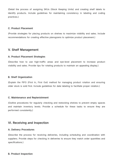 Free Grocery Store Inventory Guideline Layout Template to Edit Online