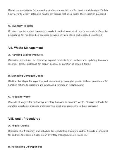Free Grocery Store Inventory Guideline Layout Template to Edit Online