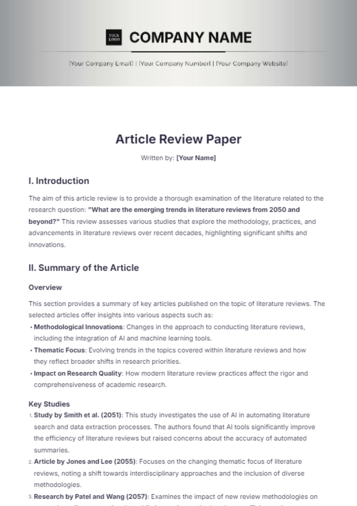 Article Review Paper Example Template - Edit Online & Download