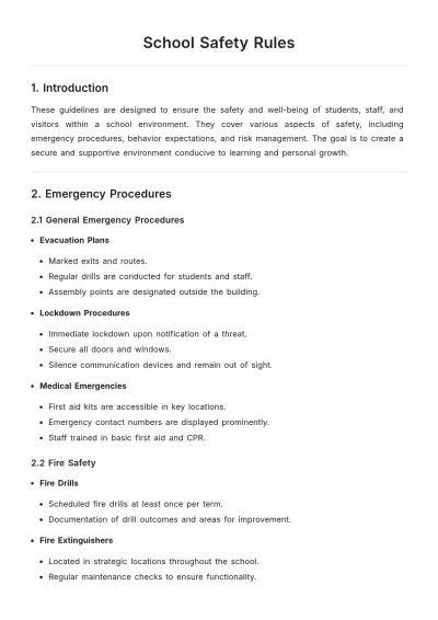 Free School Safety Rules Template to Edit Online