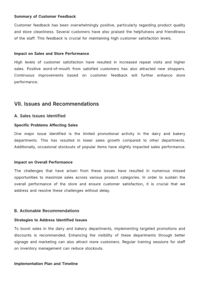 Free Grocery Store Sales Report Template to Edit Online