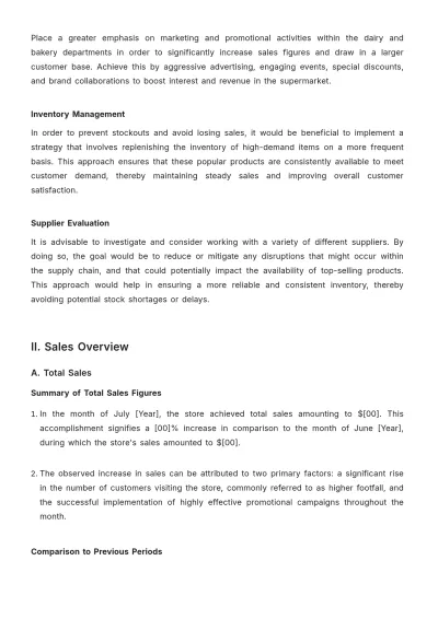 Free Grocery Store Sales Report Template to Edit Online