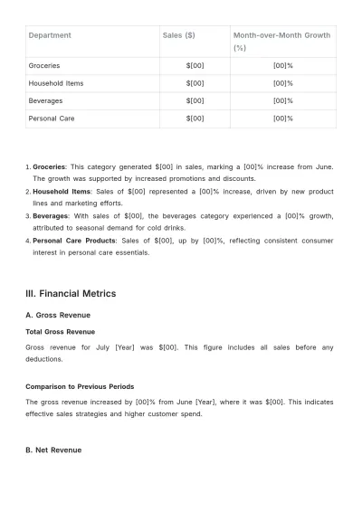 Free Grocery Store Sales Report Template to Edit Online