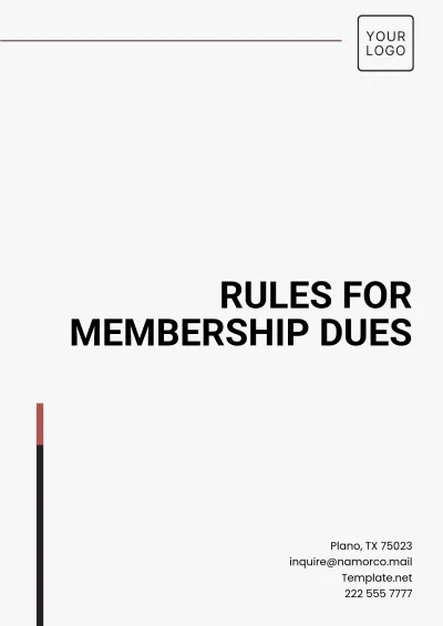 Free Rules for Membership Dues Template to Edit Online