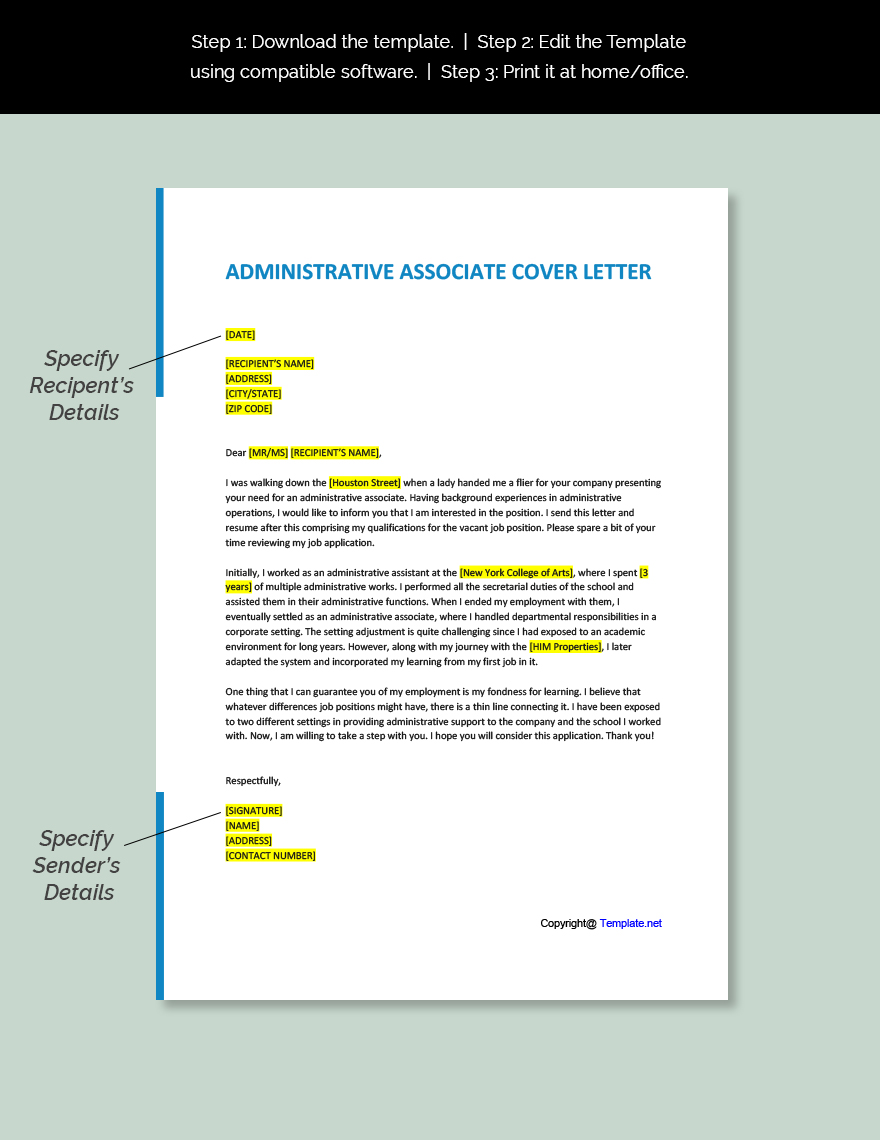 Administrative Associate Cover Letter