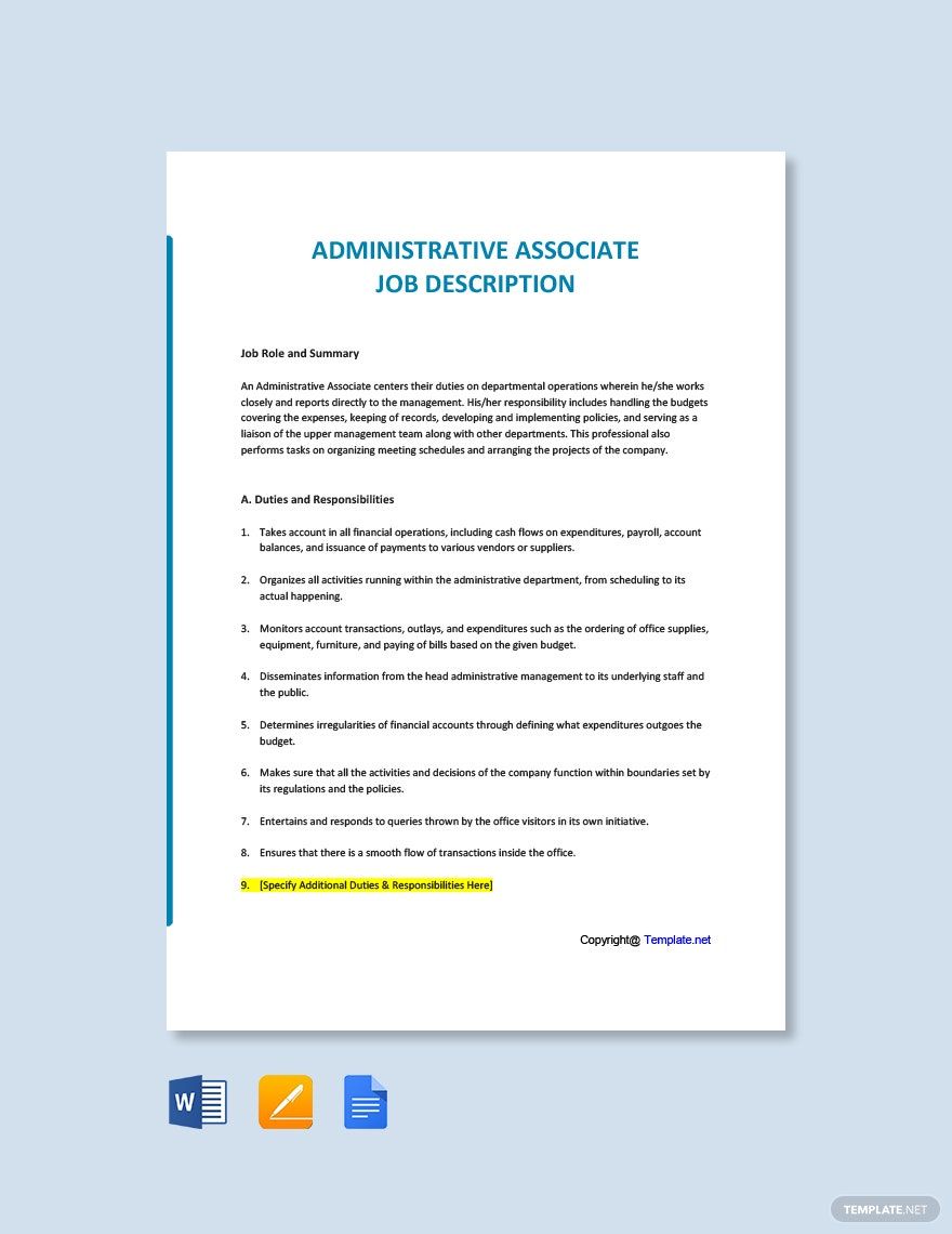 Administrative Associate Job Ad/Description Template
