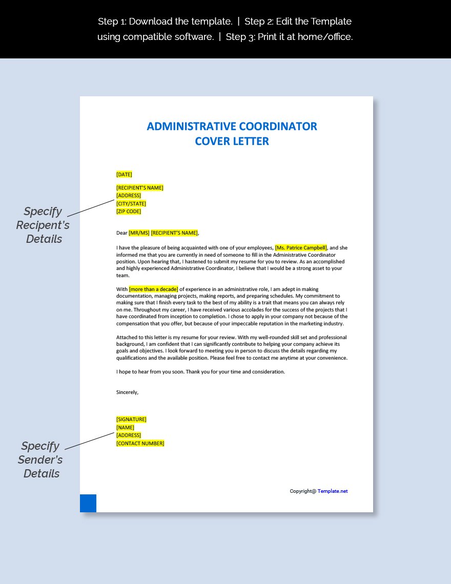Administrative Coordinator Cover Letter