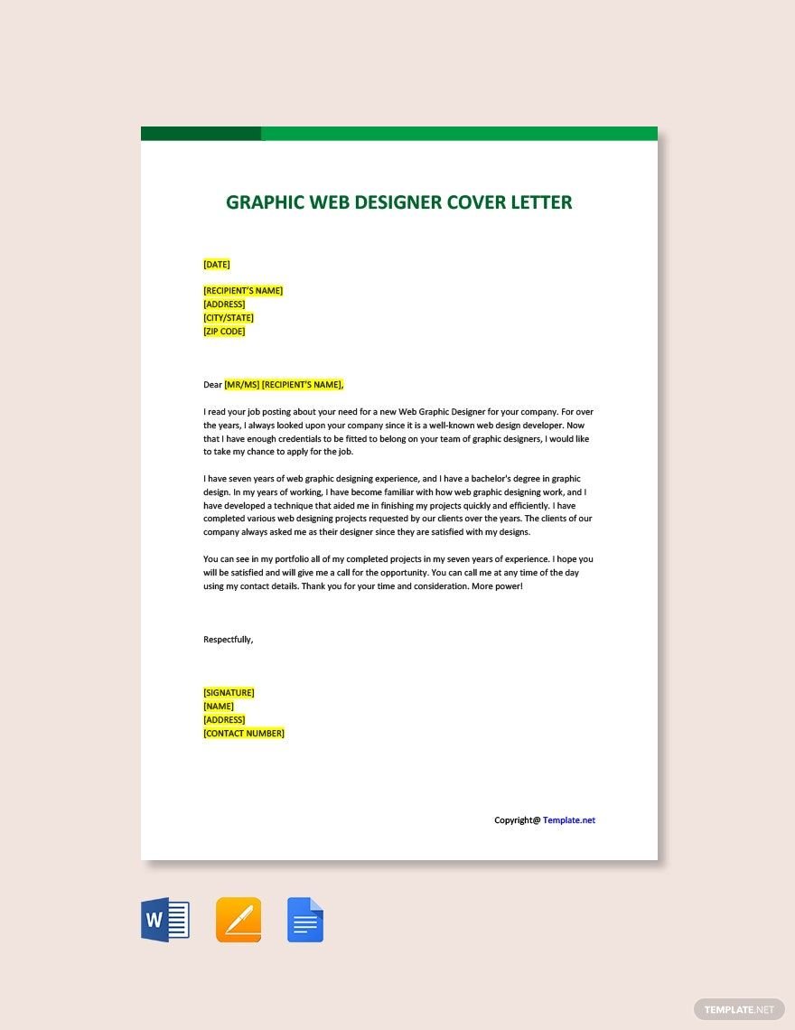 Graphic Web Designer Cover Letter Template
