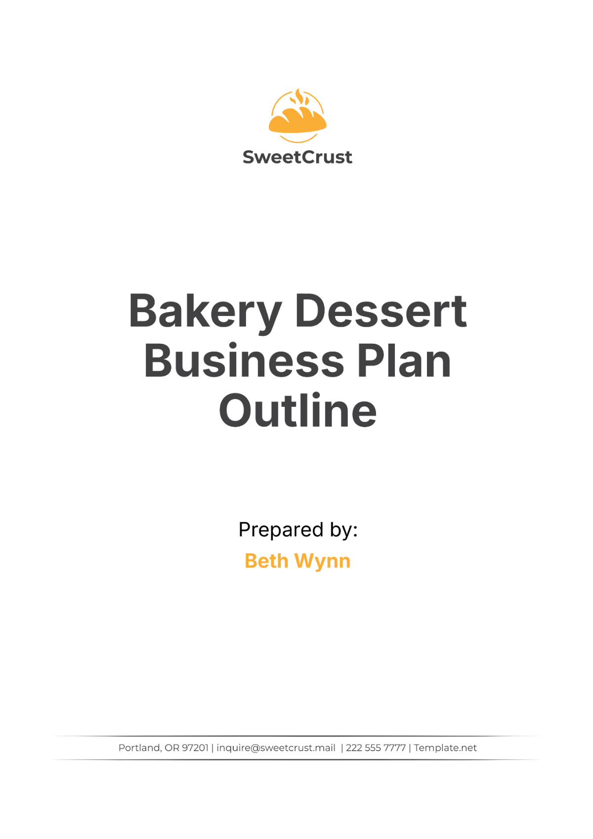 Bakery Dessert Business Plan Outline Template - Edit Online & Download