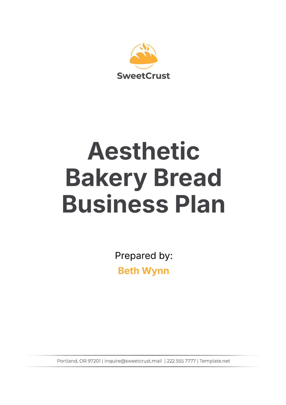 Aesthetic Bakery Bread Business Plan Template - Edit Online & Download