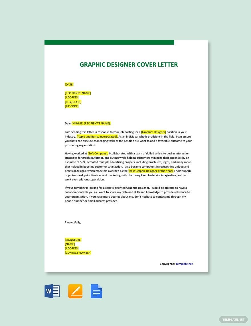 Graphics Designer Cover Letter Template